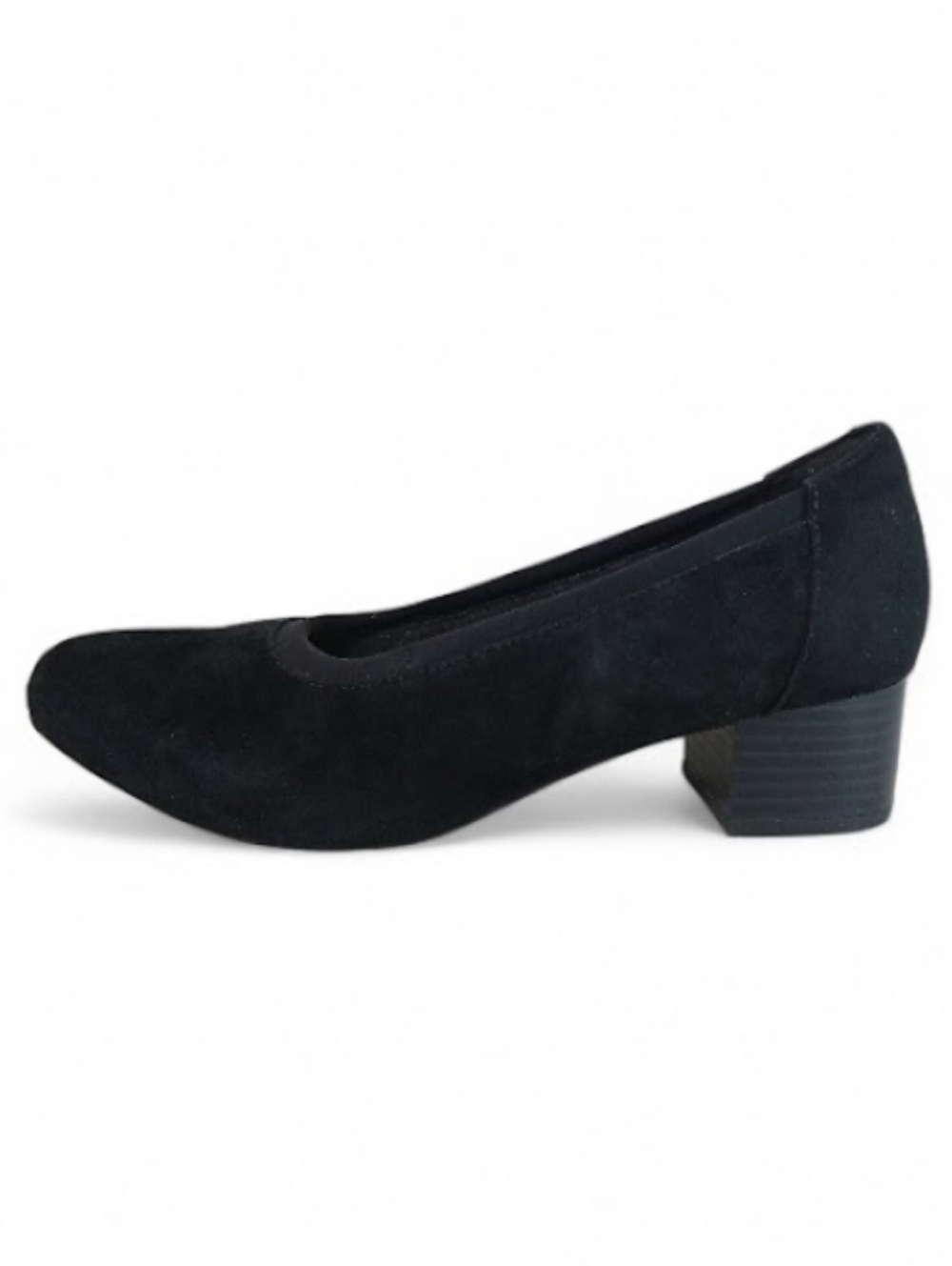 Clarks Pumps Women's 8.5 W Black Fabric Slip-on Office Career Heeled Shoes